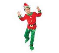 P'TIT CLOWN - Costume Lutin de Noël Enfant - Christmas Elf - Effet Velours - Parfait pour Déguisement Elf de Noel, Fête de Fin d'Année, Xmas
