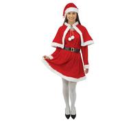P'TIT CLOWN - Costume Mère Noël Femme - Robe Mere Noel, Capeline, Ceinture, Bonnet - Christmas Dress - Miss Santa - Parfait pour Déguisement Fête de Fin d'Année - Polyester - Rouge (XXL)