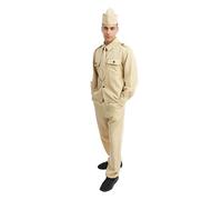 P'tit Clown - Costume Militaire Homme Adulte - Déguisement DDay - Officier US Army - Uniforme Soldat Seconde Guerre Mondiale Vintage - Idéal pour Carnaval, Cosplay, Fêtes Costumées (S-M)