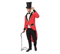 P'TIT CLOWN - Costume Mme Loyal, Mr Loyal Adulte - Déguisement Cirque - Tenue Carnaval, Halloween, Cosplay, Fête Costumée, Évènement à Thème - Rouge, Noir (Vester Mr Loyal, S-M)
