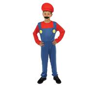 P’TIT CLOWN - Costume Plombier Enfant - Déguisement Parfait pour Carnaval, Fêtes Costumées et Évènements à Thème - Look Complet et Amusant - Facile à Enfiler (Bleu, Rouge, 10-12 ans)