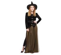 P'TIT CLOWN - Costume Sorcière Femme - Jupe, Veste, Chapeau, Ceinture - Déguisement Adulte Parfait pour Halloween, Soirée Thème Gothique, Cosplay, Carnaval, Fêtes Costumées