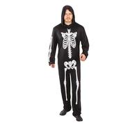 P'TIT CLOWN - Costume Squelette - Combinaison à Capuche - Déguisement Adulte Parfait pour Halloween, Fêtes Costumées et Évènements à Thème - Noir