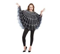 P'tit Clown - Costume Toile D'Araignée - Poncho - Déguisement Halloween Femme - Cosplay, Fêtes Costumées et Évènements à Thème (S-M)