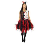 P'TIT CLOWN - Déguisement Arlequin Femme avec Froufrou - Costume Halloween Adulte Halloween, Fêtes Costumées, Soirée Déguisées (S-M)