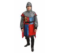 P'TIT CLOWN - Déguisement Chevalier Médiéval Adulte - Costume Homme Idéal pour Carnaval, Fêtes Costumées, Soirées à Thème, Spectacles, Évènements Historiques, Halloween - Polyester - Rouge, Bleu