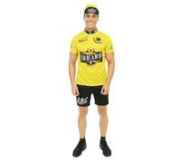 P'TIT CLOWN - Déguisement Cycliste Adulte - Costume Humoristique - T-shirt, Short, Casquette - Parfait pour Tenue Carnaval, Fêtes Costumées, Soirées à Thème, Cosplay - Polyester (Jaune, L-XL)