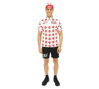 P'TIT CLOWN - Déguisement Cycliste Adulte - Costume Humoristique - T-shirt, Short, Casquette - Parfait pour Tenue Carnaval, Fêtes Costumées, Soirées à Thème, Cosplay - Polyester (Blanc, Rouge, S-M)