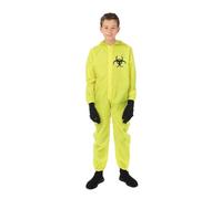 P'TIT CLOWN - Déguisement Danger Biologique Enfant - Combinaison de Hazmat à Capuche avec Gants - Costume Halloween, Cosplay, Fête Costumée (5-6 ans)