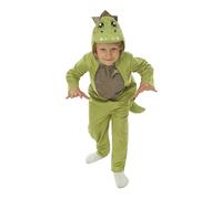 P'TIT CLOWN - Déguisement Dinosaure Enfant - Unisexe - Combinaison Adorable et Amusante - Pour Carnaval, Fêtes Costumées, Spectacles, Anniversaires, Halloween - Polyester - Vert (5-6 ans)