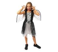 P'TIT CLOWN - Déguisement Fille Ange Déchu - Noir, Gris - Costume Enfant Parfait pour Halloween, Fêtes Costumées et Évènements à Thème (7-9 ans)