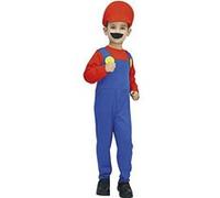 P’TIT CLOWN - Costume Plombier Enfant - Déguisement Parfait pour Carnaval, Fêtes Costumées et Évènements à Thème - Look Complet et Amusant - Facile à Enfiler (Bleu, Rouge, 7-9 ans)