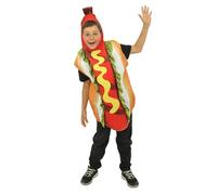 P'TIT CLOWN - Déguisement Humouristique Enfant - Costume Pizza, Frites, Hotdog, Burger - Tunique - Unisexe - Parfait pour Carnaval, Halloween, Cosplay, Anniversaires - Taille Unique (Hotdog)
