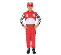 P'TIT CLOWN - Déguisement Pilote de Course F1 Enfant - Costume Pilote de Course - Tenue Race Team - Carnaval, Anniversaire, Cosplay, Halloween, Fête Costumée - Rouge (10/12 ans)