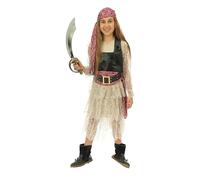 P'TIT CLOWN - Déguisement Pirate Fille - Costume Corsaire Enfant - Pour Tenue Anniversaire, Carnaval, Fêtes Costumées et Évènements à Thème (7-9 ans)