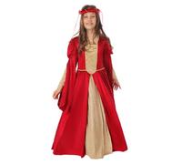 P'TIT CLOWN - Déguisement Princesse Enfant - Robe Parfaite pour Carnaval, Fêtes Costumées et Évènements à Thème (Rouge, 10-12 ans)