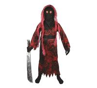 P'TIT CLOWN - Déguisement Spectre Rouge Enfant - Tunique, Cagoule, Ceinture - Costume Enfant Halloween, Cosplay, Fête Costumée, Soirée Déguisée (10-12 ans)