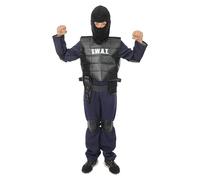 P'TIT CLOWN - Déguisement SWAT Enfant - Costume Police, Force de l'Ordre - Carnaval, Anniversaire, Cosplay, Halloween, Fête Costumée (10/12 ans)