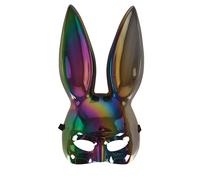 P'TIT CLOWN - Demi Masque Lapin Irridescent - Avec Élastique - Parfait pour Carnaval, Halloween, Fêtes Costumées et Évènements à Thème - Plastique