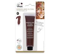 P'TIT CLOWN - Fard à l'Eau avec Pinceau - Maquillage Déguisement - Make-up - Adulte - Peinture Visage - Lavable - Non Toxique - Halloween, Carnaval, Anniversaire, Cosplay, Kermesse (Marron)