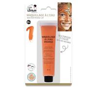 P'TIT CLOWN - Fard à l'Eau avec Pinceau - Maquillage Déguisement - Make-up - Adulte - Peinture Visage - Lavable - Non Toxique - Halloween, Carnaval, Anniversaire, Cosplay, Kermesse (Orange)