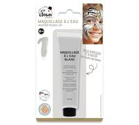 P'TIT CLOWN - Fard à l'Eau avec Pinceau - Maquillage Déguisement - Make-up - Adulte - Peinture Visage - Lavable - Non Toxique - Halloween, Carnaval, Anniversaire, Cosplay, Kermesse (Blanc)