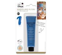 P'TIT CLOWN - Fard à l'Eau avec Pinceau - Maquillage Déguisement - Make-up - Adulte - Peinture Visage - Lavable - Non Toxique - Halloween, Carnaval, Anniversaire, Cosplay, Kermesse (Bleu)