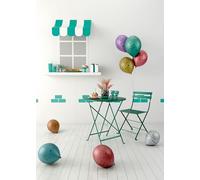 P'tit Clown - Lot de 8 ballons "Joyeux Anniversaire" chromés - diamètre 30 cm - ref 22431