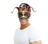 P'TIT CLOWN - Loup Vénitien à Nouer - Masque Déguisement Adulte - Luxe, Élégant - Accessoire Costume Carnaval, Fêtes de Fin d'Année, Nouvel An, Noël et Fêtes Costumées (Loup vénitien avec grelots)