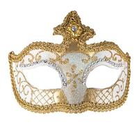 P'tit Clown - Loup Vénitien - Masque Déguisement Adulte - Idéal pour Compléter Accessoire Tenue Carnaval, Fêtes de Fin d'Année, Nouvel An, Noël et Fêtes Costumées (Blanc)