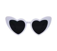 P'TIT CLOWN - Lunettes Fantaisies - Funny Party Glasses - Adulte - Parfaites pour Déguisement Carnaval, Cosplay, Soirée Cocktail, Fête Tropicale - Plastique (Lunettes coeur blanc)