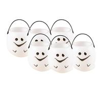 P'tit Clown - Mini Pots - Chaudrons - Parfaits pour Récolte de Bonbons d'Halloween - Lot de 6 (Mini pots fantôme)