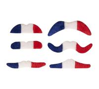 P'TIT CLOWN - Moustache, Barbe Bleu Blanc Rouge - Parfait pour supporter la France lors des Célébrations et Événements Sportifs Rouge - Facile à Porter (Lot de 6 Moustaches)