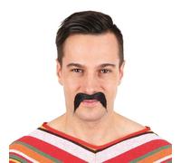 PTIT CLOWN - Moustache de Mexicain - Mexican's Mustache - Accessoire de Déguisement - Bandit, Gringo - Adhésives, Autocollantes - Parfait pour Carnaval, Fêtes à Thèmes, Cosplay, Halloween - Noir