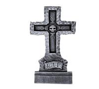 P'tit Clown - Pierre Tombale Halloween - Décoration Effrayante avec Détails Réalistes, Ambiance Macabre et Saisissante (Croix Pierre tombale, 61 cm)