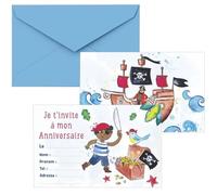 P'TIT Clown re22484 - Lot de 8 cartons d'invitation anniversaire Pirates