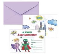 P'tit Clown Re22486 - Lot De 8 Cartons D'invitation Anniversaire Super-Héros