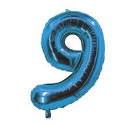 P'tit Clown Re80509, Ballon Alu Mylar 85cm Chiffre 9, Bleu Électrique