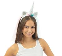 P'TIT CLOWN - Serre-Tête Licorne - Parfait pour Compléter votre Déguisement (Blanc, Argent)