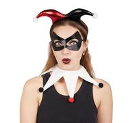 P'TIT CLOWN - Set Accessoires Arlequin - Serre-Tête, Masque et Collerette - Déguisement Parfait pour Halloween, Carnaval et Fêtes à Thème - Taille Unique