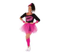 P'TIT CLOWN - Set de Déguisement Années 80 - Style Rétro - Parfait pour Carnaval, Fêtes Costumées et Évènements à Thème - Taille Unique (Set tutu rose fluo)