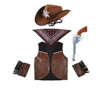 P'TIT CLOWN - Set de Déguisement Enfant - Unisexe - Parfait pour Costume Carnaval, Halloween, Cosplay, Fête Costumée - Taille Unique (Set cowboy)