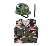 P'TIT CLOWN - Set de Déguisement Enfant - Unisexe - Parfait pour Costume Carnaval, Halloween, Cosplay, Fête Costumée - Taille Unique (Set militaire)