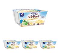 P'tit Gourmand BIO Nestlé Bébé - Vanille - Laitage dès 6 Mois - 4X90g (Lot de 4)