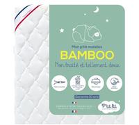 P'tit Lit - Matelas Bébé Bamboo - 60x120 cm - Viscose Douce et Absorbante - Sans traitement chimique - Déhoussable - Oeko Tex® -