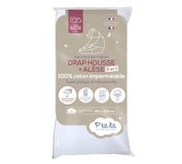 P'tit lit - Protège Matelas Bébé 2 en 1 | Alèse + Drap Housse 60x120 cm | Imperméable - 100% Coton - Souple et Silencieux - Respirant - Oeko Tex® - Blanc