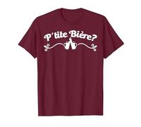 P'tite Bière? Soirée Humour Apéro Fête Bar Amis Cadeau T-Shirt, Homme, Marron, XL