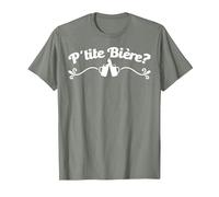 P'tite Bière? Soirée Humour Apéro Fête Bar Amis Cadeau T-Shirt, Homme, Vert Kaki chiné, M