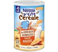 P'TITE CÉRÉALE SAVEUR BISCUIT AUX CÉRÉALES COMPLÈTES DES 6 MOIS Boîte 415g