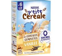 P'TITE CÉRÉALE VANILLE AUX CÉRÉALES COMPLÈTES 0 SUCRES AJOUTÉS DES 6 MOIS Boîte 270g